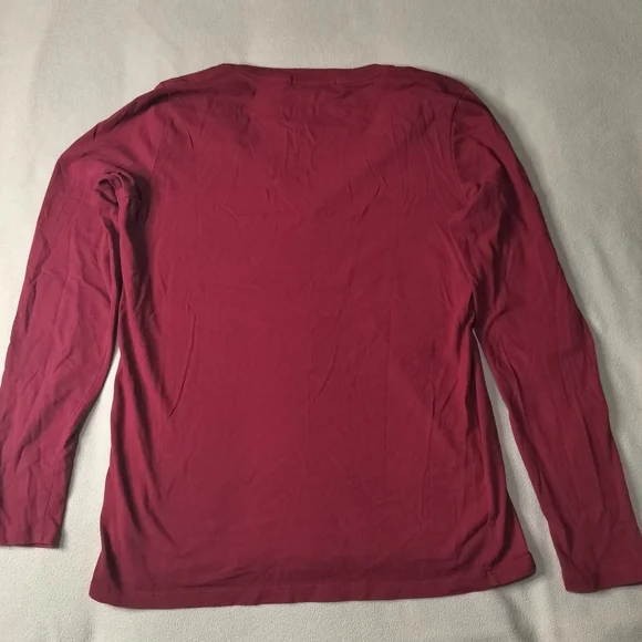 Lacoste Red Long Sleeve V-Neck Shirt - Picture 4 of 8